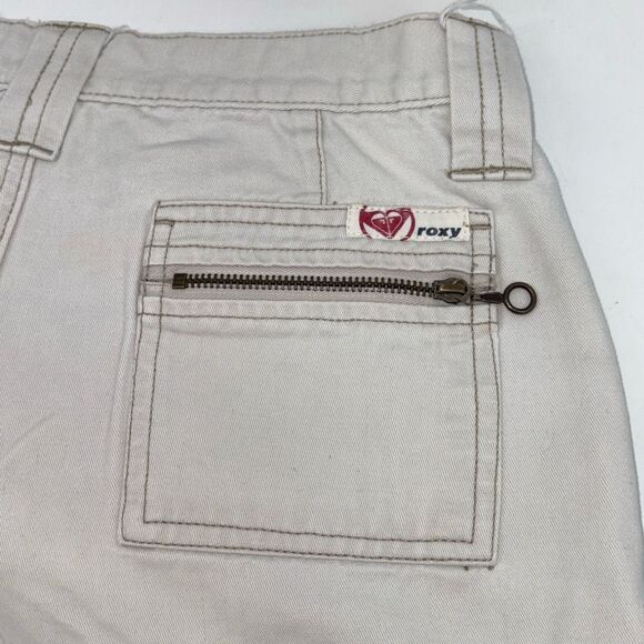 Y2K Roxy Low Rise Casual Chino Shorts Cotton Pockets Sand Size 3 - Picture 6 of 10